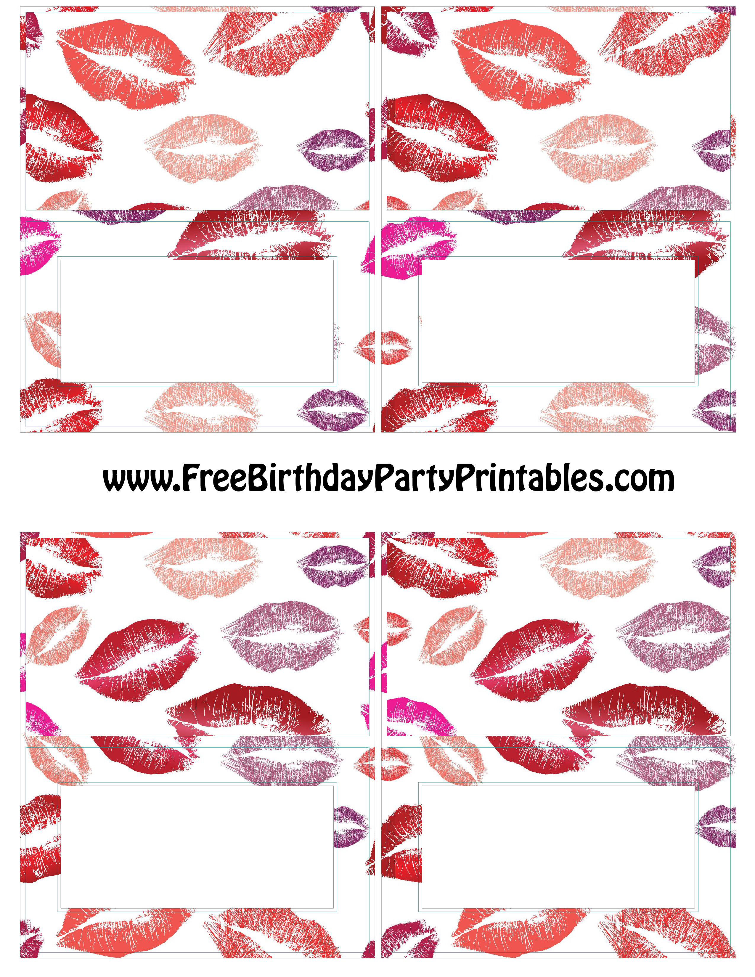 Lipstick Kiss Birthday Party Printables